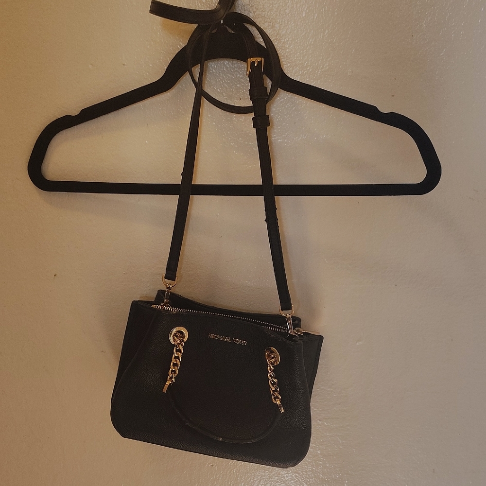 Michael Kors Black Crossbody Bag with Gold Accents
